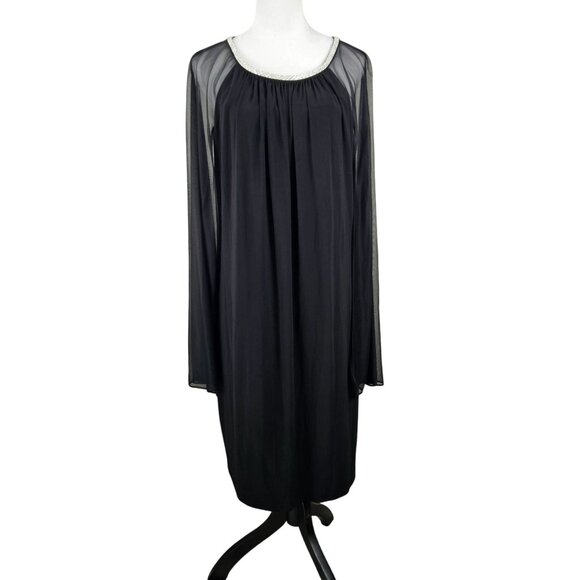 R&M Richards Womens Elegant Dress Plus 20W Black Sheer Capelet Evening Cocktail - Picture 6 of 16